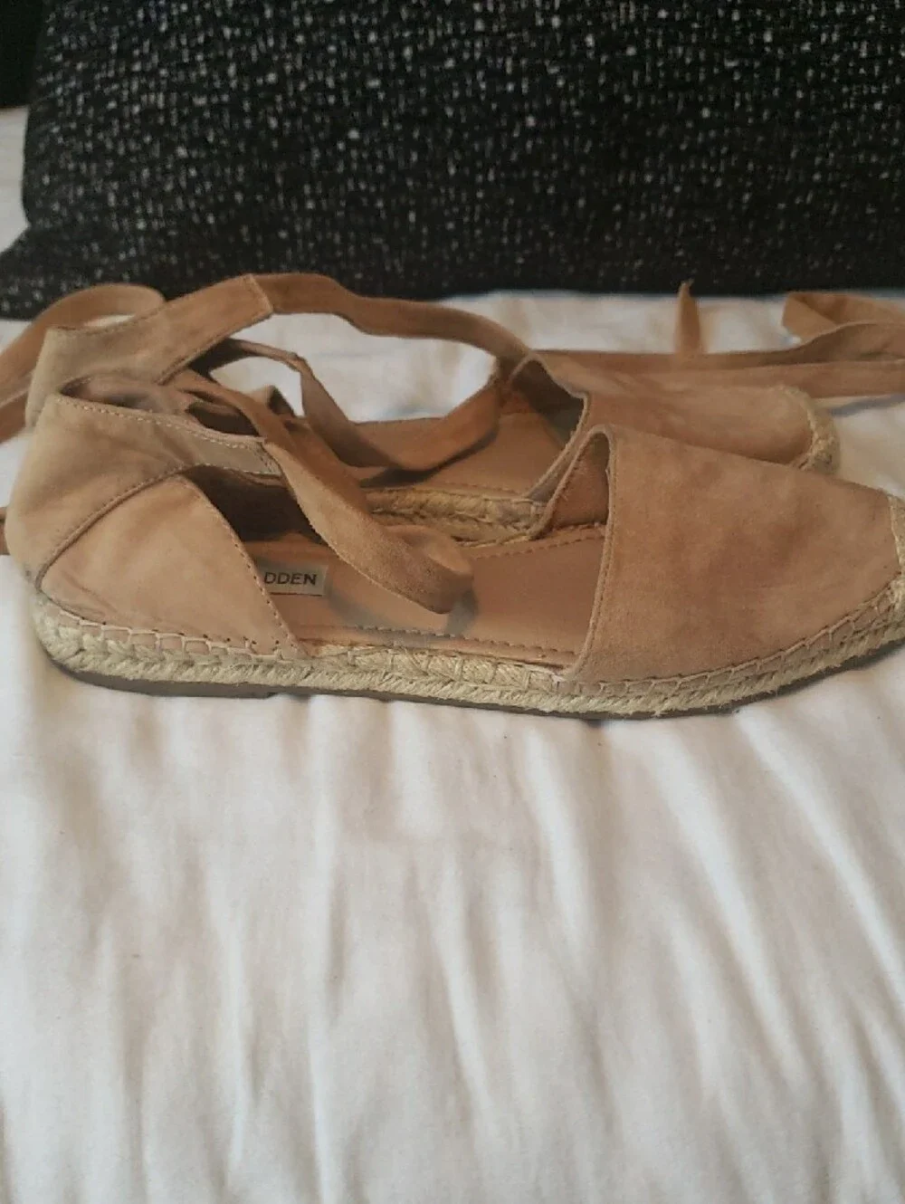 Steve Madden Tan Suede Espadrille Wrap Flats